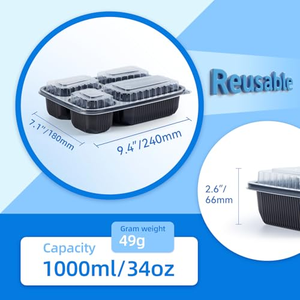 กล่องใส่อาหารแบบฝาพับ PP ขนาด 920 มล. 8 นิ้ว ฝาใส ใช้กับไมโครเวฟได้ ปลอดสาร BPA เหมาะสำหรับอาหารแบบกลับบ้าน อาหารเตรียมไว้ล่วงหน้า กล่องอาหารกลางวัน สำหรับใส่สลัด ผลไม้ และอาหารสำเร็จรูป - Product Image 4