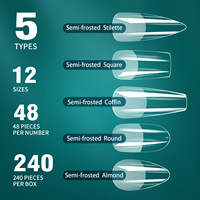 Faux Ongles Souples Gel X – Formes Variées : Cercueil, Stiletto, Rond, Carré – Capsules de Rallongement Complètes French Manucure à Coller