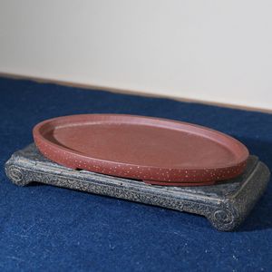 Maceta ovalada de arcilla morada con roca y calamo incorporados para paisajismo de bonsáis y plantación de musgo - Product Image 2