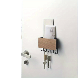 Porta Llaves de Pared de Diseño Minimalista, Colgador de Llaves Metálico Adhesivo con Gancho para Entrada, Soporte para Llaves y Correo - Product Image 1