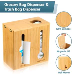 Bamboo <b>Storage</b> <b>Box</b> For Trash And Grocery Bags With Lid Standing Type Eco Friendly <b>Kitchen</b> Organizer - Product Image 4