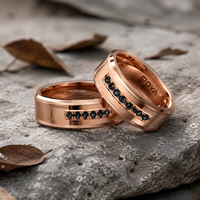 6mm 8mm Kaffeebrauner Wolframcarbid-Ring mit schwarzer Zirkonia-Einlage und abgeschrägten Kanten für Paar-Eheringe, Verlobungsringe und Jubiläumsringe