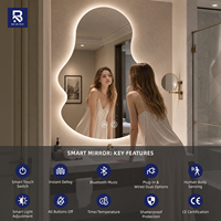 Espejo de Baño de Lujo con Diseño Irregular de Nube LED IP44, Estilo Costero, Sin Marco, Retroiluminado Orgánico, Inteligente, Antivaho, Personalizado para Proyectos Hoteleros