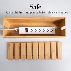 Caja organizadora de cables de escritorio de madera maciza, 2L, duradera, color bambú, almacenamiento para router, módem, regleta, gestión de enchufes - Product Image 3