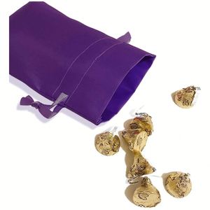 13*20CM Purple Small <b>Drawstring</b> <b>Bag</b> Satin Pouch <b>Bag</b> for Jewelry With Custom Logo - Product Image 2