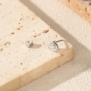 Minimalism S925 Sterling <b>Silver</b> Sparkling Triangle Cut Moissanite Ear <b>Studs</b> Heart Screw <b>Stud</b> Earrings for Women Fine Jewelry - Product Image 5
