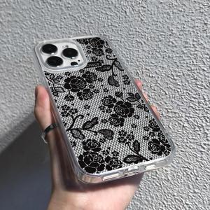 Funda de Teléfono Vintage <span class=keywords><strong>con</strong></span> Encaje Floral, Malla Transparente de TPU a Prueba de Golpes <span class=keywords><strong>con</strong></span> Diseño de Rosas para iPhone 16 15 14 13 12 11 Pro Max, Estilo Coquette - Product Image 6