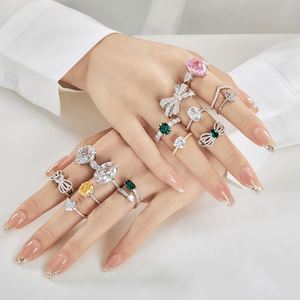 Dylam Luxury Women Fine Jewelry <b>Ice</b> Out Sparkling Diamond S925 Silver Bridal Engagement Promise 5A 8A Zirconia Wedding <b>Ring</b> - Product Image 2