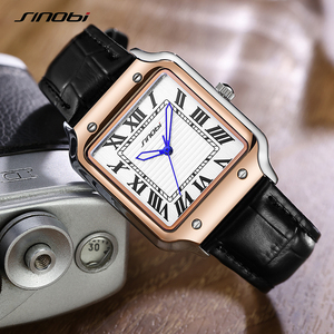 Reloj de Lujo Cuadrado Clásico y Moderno SINOBI para Hombre, Diseño Único y Casual con Correa de Cuero Genuino/Acero Inoxidable, Incluye Caja de Regalo - Product Image 5