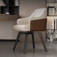 Chaise de salle à manger pivotante moderne avec accoudoirs et dossier, design ergonomique, métal + cuir, pour la maison et l'hôtel