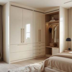 Hot Modern LED Light Glass Swing-<b>Door</b> Smart <b>Storage</b> Wardrobe Simple Bedroom Furniture Clothes Organizer for Home Use - Product Image 3