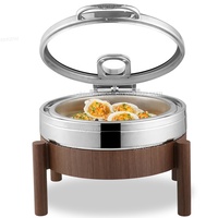 XINGPAI réchaud pour équipement de restauration réchaud pour buffet chauffe-plat électrique rond en acier inoxydable avec base en sapele