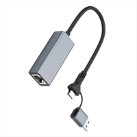 Adaptor USB C ke Ethernet USB 3.0 Gigabit 1000Mbps Aluminium RJ45 Kartu Jaringan LAN Bebas Driver untuk MacBook iPad Pro Switch