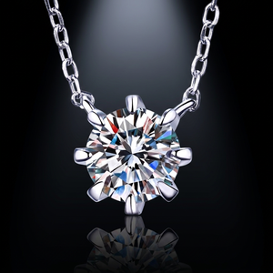 Collier pendentif en argent sterling plaqué rhodium avec diamant de laboratoire brillant 1CT certifié IGI, bijoux unisexes classiques pour cadeau - Product Image 1