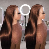Perruques en cheveux humains bruns lisses avec base transparente 5x5 pour perruque sans colle en cheveux vierges vietnamiens