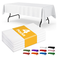 Nappe Rectangle en Plastique Blanc Lot de 4 Couverture de Table Jetable Moderne de 6 Pieds 54 ''x 108'' pour la Maison et les Fêtes