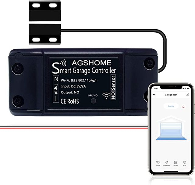 AGSHOME Modern Smart Garage Door Opener Universal WiFi Remote Controller Compatible Alexa Google Home iPhone Siri Android 1 Year