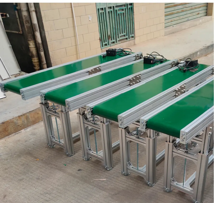 LIANGZO New Green PVC Mini Belt Conveyor Table Light-Duty for Food Industry Assembly Line and Mining Application