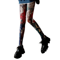 Collants fins et sexy en nylon rétro, anti-bactériens, imprimés de motifs floraux abstraits pour le printemps et l'automne