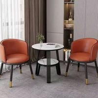 Chaise de négociation en cuir avec cadre en bois, style minimaliste et luxueux, pour bureaux commerciaux, réceptions et salles d'attente