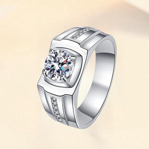 新品絶妙なホットセール価格925スターリングシルバー明るいカット楕円形ファッションライト高級ジルコニアメンズ結婚指輪アクセサリー - Product Image 6