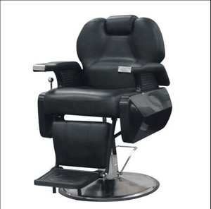 Sillón de Barbería Hidráulico Reclinable de Cuero Sintético Negro con Reposapiés y Reposacabezas Ajustables para Uso en Hospitales y Dormitorios - Product Image 2