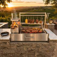Barbecue Santa Maria en acier inoxydable avec foyer à charbon, barbecue commercial argentin pour la cuisson en extérieur sur patio et dans le jardin