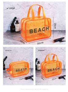 Bolsa de maquillaje con cremallera impermeable de color gelatina con logotipo personalizado, bolsa de baño de playa de PVC transparente, bolsa de cosméticos - Product Image 5