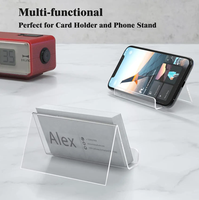 Porte-cartes de visite en acrylique transparent, support de téléphone de bureau 2-en-1 et présentoir de cartes de visite pour bureau, personnalisation OEM disponible