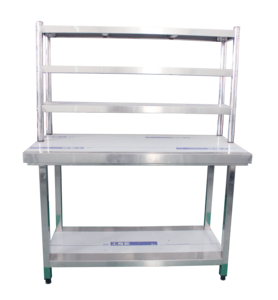 Mesa de puerta corredera de acero inoxidable de alta resistencia VICTORY con Banco de acero inoxidable con estante de 2 niveles para otros suministros de hotel y restaurante - Product Image 3