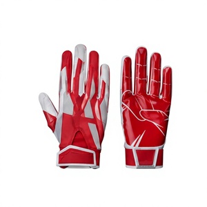 Gants de sport d'extérieur durables et portables avec logo personnalisé rouge et blanc, impression sérigraphique, antidérapants avec grip en silicone collant pour receveur - Product Image 1