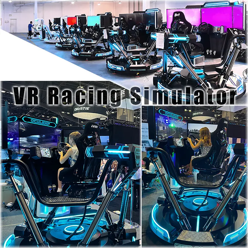 Oculeap 2024 Race Rijsimulator 6 Graden Vrijheid 3 Schermen Indoor Pretpark Vr Simulator Racespel Machine