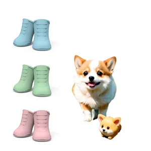 Sepatu bot hujan hewan peliharaan, desain baru tahan air Anti selip luar ruangan nyaman silikon sepatu anjing panjang untuk hewan peliharaan