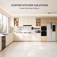 Meuble mural de cuisine moderne en bois sur mesure, ensemble complet de meubles de cuisine intelligents en MDF de luxe, prêt à assembler (RTA)