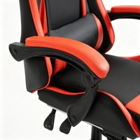Chaise de jeu ergonomique en cuir PU noir et rouge, dossier haut, appui-tête réglable, rotation à 360 degrés, lumières LED RGB pour les joueurs PC