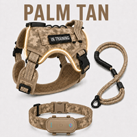 Harnais pour chien Qcool avec distribution de pression, sangle en nylon anti-traction, poignée dorsale, anneau en D métallique, pour l'entraînement en extérieur, taille moyenne, avec LED de sécurité pour animaux de compagnie