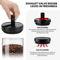3'lü Cam Saklama Kavanozları Seti Tek Yönlü Valfli Kapak 600-1000ml / 20.49-34.16oz Kahve Çay Kileri için Borosilikat