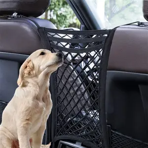GeerDuo Pet evrensel 3 kat elastik örgü köpek araba arka koltukta bölücü organizatör çit ağı bariyer depolama cepler