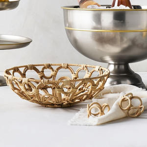 Juego de 4 anillos de servilletero de ratán para boda, Decoración de mesa de estilo minimalista y accesorios al por mayor - Product Image 2