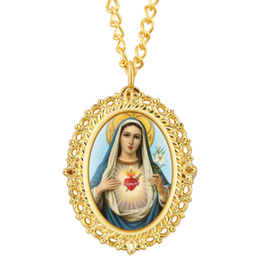 <span class=keywords><strong>Vierge</strong></span> Marie Design Antique Or Bijoux Médaillon Pendentif Collier Montre De Poche Avec Quartz Movt - Product Image 1