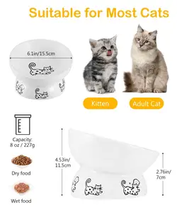 Factory Direct Custom 8oz Raised Cat Food Bowl Durable Ceramic Cat Bowl Porcelain Elevated Slanted Pet Feeder Bowls For All Cats