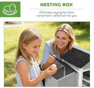 Poulailler compact en bois pour poules avec plateau métallique extractible, nichoir, résistant aux intempéries, ventilé, pour 1-2 poules - Product Image 3