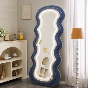 <span class=keywords><strong>Specchio</strong></span> da Parete Moderno Personalizzato a Figura Intera con LED e Cornice in Velluto dal Design Irregolare <span class=keywords><strong>Asimmetrico</strong></span> Ondulato - Product Image 5