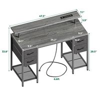 Bureau d'ordinateur avec tiroir et prises de courant support pc table d'ordinateur bureau d'angle meubles