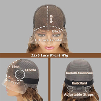 Perruques Lace Front Body Wave de 30 pouces en cheveux humains, blond miel ombré, densité 220, Lace Front HD 13x6