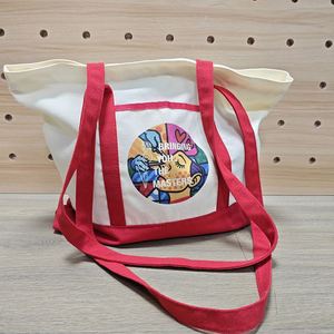 Custom Logo <b>Extra</b> Long Cross Body Straps Beach Tote Bag <b>Large</b> Heavy Canvas Messenger Bag Zipper Pocket Two Tone Shopping Bag - Product Image 2