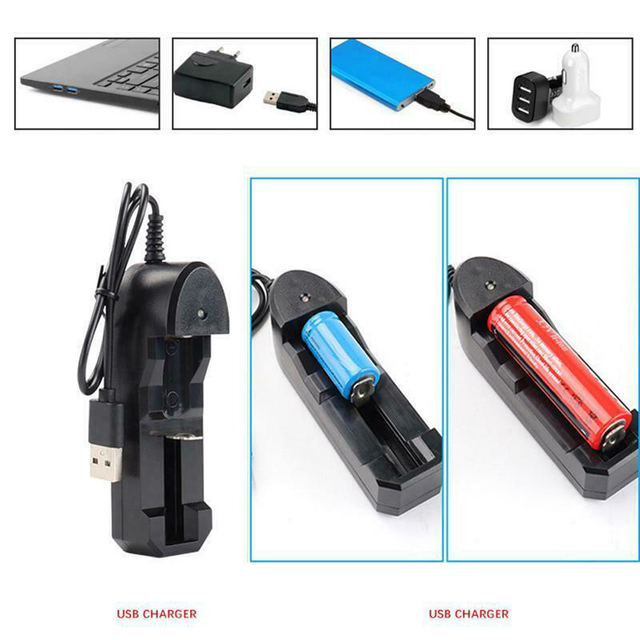USB Powered Single Slot Lithium Battery Charger 3.7V 18650 Lithium Ion Battery Portable 18350 16340 14500 Battery Charger