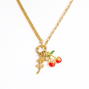 สร้อยคอสแตนเลสพร้อมจี้เชอร์รี่สำหรับผู้หญิงแฟชั่นเครื่องประดับของขวัญ - Product Image 5