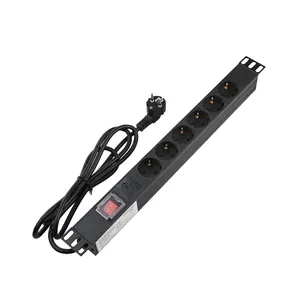 Telebahn 6/8/12 Ways US/EU/UK/CN/ZA Extention Power Strip 110V-230V 10A-16A 19'' Cabinet Plug Socket with SPD Surge Protection