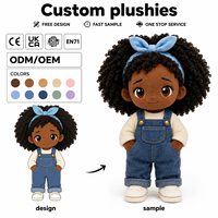 Poupée en peluche personnalisée en coton pour fille afro-américaine, design sur mesure, jouet en peluche doux, vente en gros, tailles personnalisées